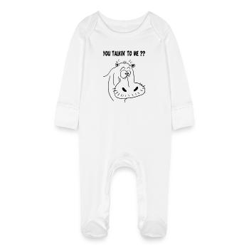 Schwarzes Nilpferd - Baby Bio-Schlafanzug mit Kratzhandschuhen - Weiß - Vorne