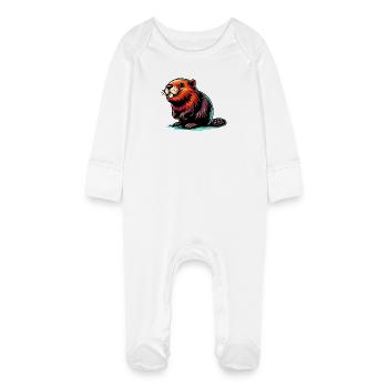 Bieber - Baby Bio-Schlafanzug mit Kratzhandschuhen - Weiß - Vorne