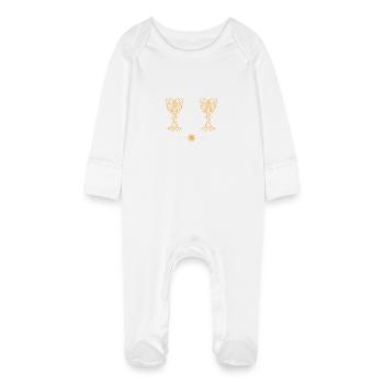 Mystic Chalice Heart Twin Cats - Baby Organic Sleepsuit with Scratch Mitts - white - Front