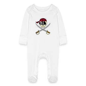 Tête de mort pirate - Grenouillère bio avec gants Bébé - blanc - Devant