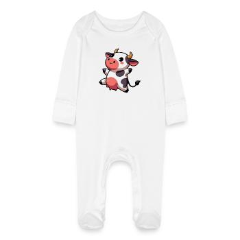 Vache - Grenouillère bio avec gants Bébé - blanc - Devant