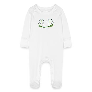 Yeux monstrueux - Grenouillère bio avec gants Bébé - blanc - Devant