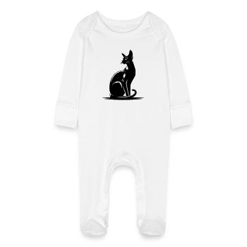 Oriental Shorthair Cat - Baby Organic Sleepsuit with Scratch Mitts - white - Front