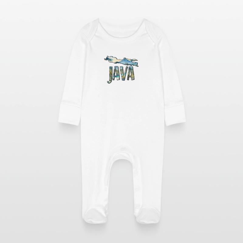 Carte aquarelle Java Grenouillère bio avec gants Bébé