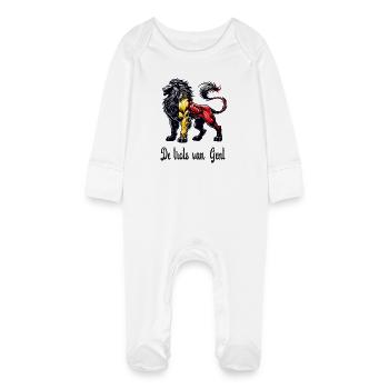 Motif du drapeau lion de Gand - Grenouillère bio avec gants Bébé - blanc - Devant