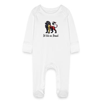Motif du drapeau lion de Bruxelles - Grenouillère bio avec gants Bébé - blanc - Devant