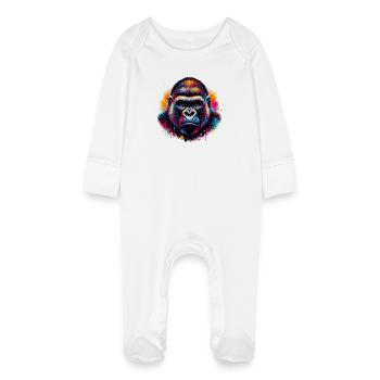 Gorilla - Baby Organic Sleepsuit with Scratch Mitts - white - Front