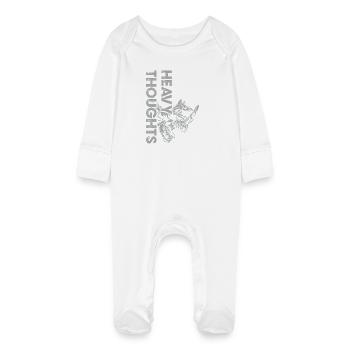 Skull Vinyl Pulse Graphic - Baby Organic Sleepsuit with Scratch Mitts - white - Front