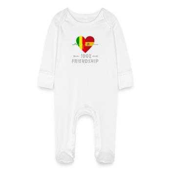100 % amitié entre le Mali et l'Espagne - Grenouillère bio avec gants Bébé - blanc - Devant