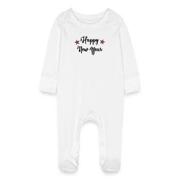 BONNE ANNEE. SAINT SYLVESTRE. NOUVELLE ANNÉE - Grenouillère bio avec gants Bébé - blanc - Devant