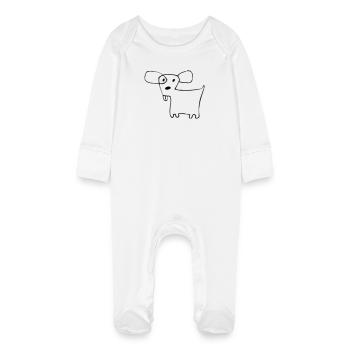 02 Doggie Shorts - Baby Organic Sleepsuit with Scratch Mitts - white - Front