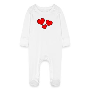 100. 100 YEARS. 100th ANNIVERSARY. BIRTHDAY 100 - Baby Organic Sleepsuit with Scratch Mitts - white - Front
