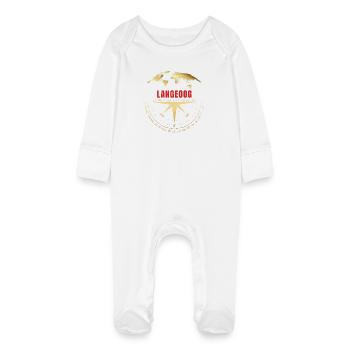 Koordinaten Langeoog - Baby Bio-Schlafanzug mit Kratzhandschuhen - Weiß - Vorne
