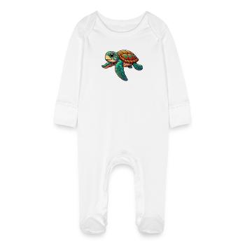 Tortue - Grenouillère bio avec gants Bébé - blanc - Devant