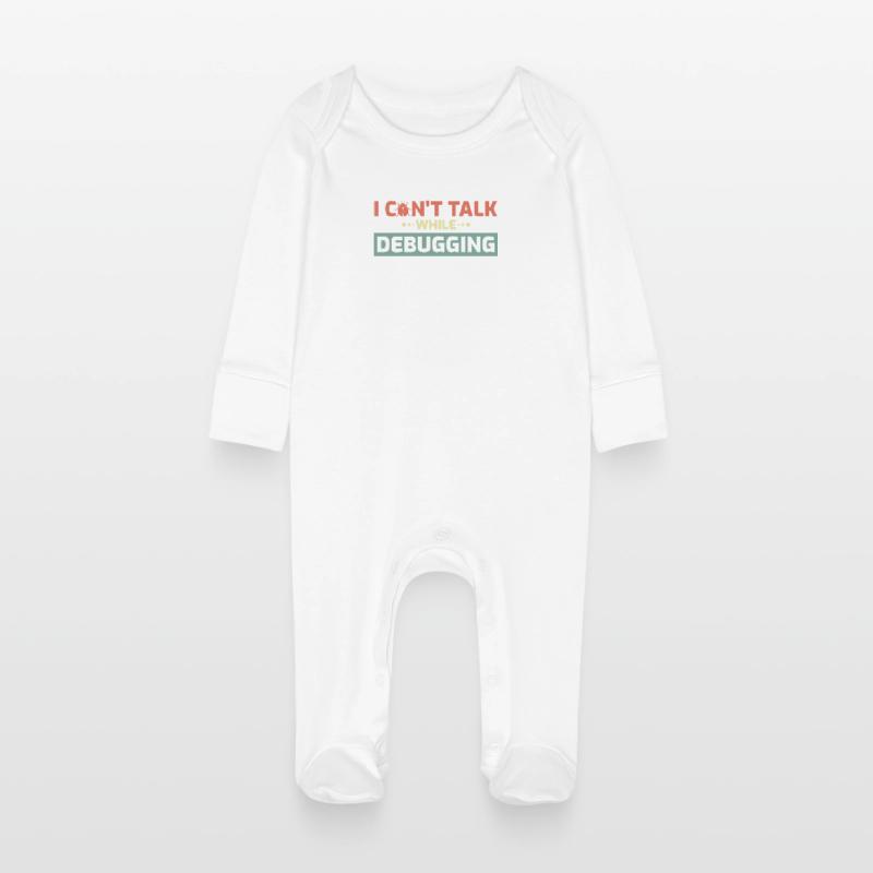 I Can't Talk While Debugging Baby Organic Sleepsuit with Scratch Mitts