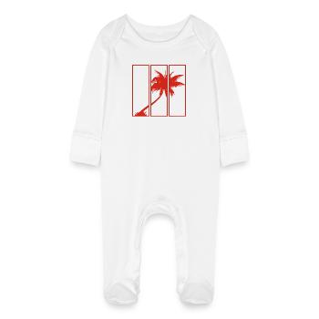 Holiday View (Red) - Baby Organic Sleepsuit with Scratch Mitts - white - Front