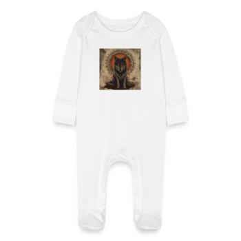 Esotericism Spirituality Mysticism Wolf - Baby Organic Sleepsuit with Scratch Mitts - white - Front