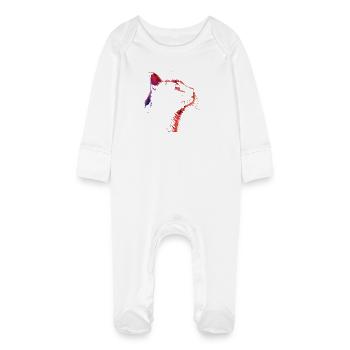 Cat Vintage - Baby Organic Sleepsuit with Scratch Mitts - white - Front