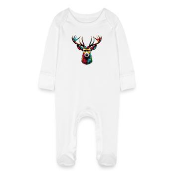 Cerf - Grenouillère bio avec gants Bébé - blanc - Devant