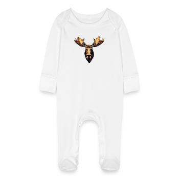Orignal, Mosses, Bull, Eli, Bois, Cerf, Orignal sauvage - Grenouillère bio avec gants Bébé - blanc - Devant