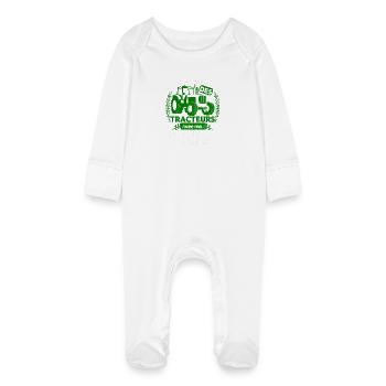 Born to drive tractors with my dad - Baby Organic Sleepsuit with Scratch Mitts - white - Front
