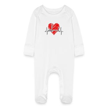 Berlin Skyline Herzschlag Herz Liebe Love Berliner - Baby Bio-Schlafanzug mit Kratzhandschuhen - Weiß - Vorne