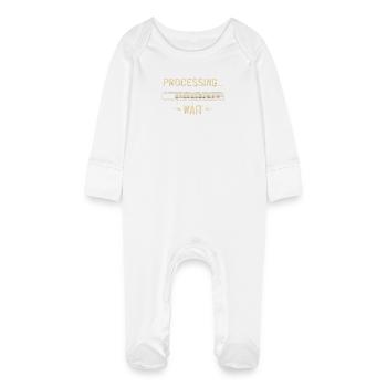 Processing... Please Wait - Baby Bio-Schlafanzug mit Kratzhandschuhen - Weiß - Vorne
