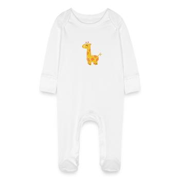 The Elegant Giraffe - Baby Organic Sleepsuit with Scratch Mitts - white - Front
