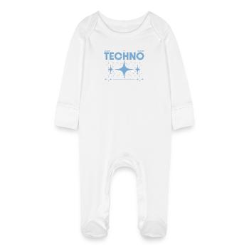 Louder Techno – Chemise Rave & Festival - Grenouillère bio avec gants Bébé - blanc - Devant