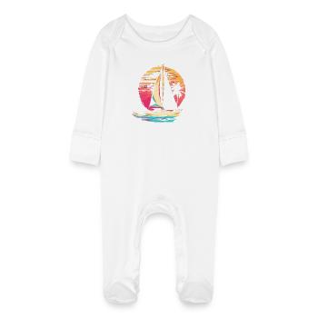 Voile des années 90 - Grenouillère bio avec gants Bébé - blanc - Devant