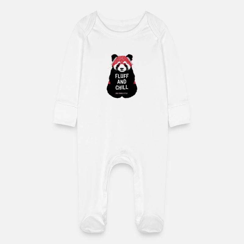 Fluff and Chill – Red Panda Style - Baby Bio-Schlafanzug mit Kratzhandschuhen - Weiß