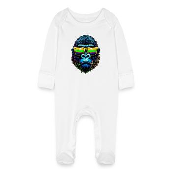 Gorilla - Baby Organic Sleepsuit with Scratch Mitts - white - Front