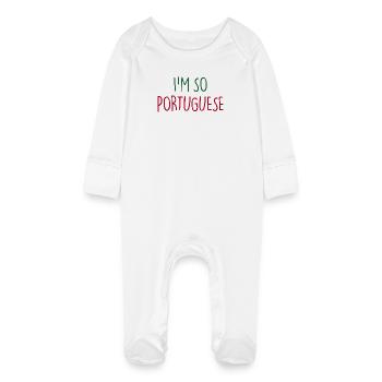 JE SUIS TELLEMENT PORTUGAIS Portugais Portugal - Grenouillère bio avec gants Bébé - blanc - Devant