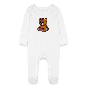 Kleines trauriges Bärchen - Baby Bio-Schlafanzug mit Kratzhandschuhen - Weiß - Vorne