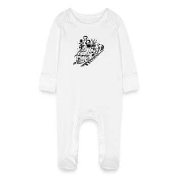 Chemin de fer - Grenouillère bio avec gants Bébé - blanc - Devant