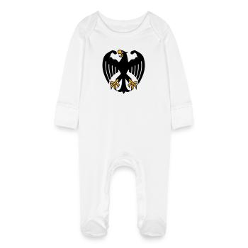 German Fitness Federal Eagle with Muscles - Baby Organic Sleepsuit with Scratch Mitts - white - Front