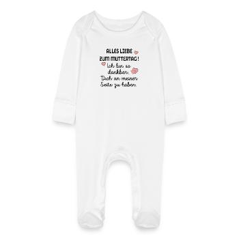 DANKBARKEIT MUTTERTAG - Baby Bio-Schlafanzug mit Kratzhandschuhen - Weiß - Vorne