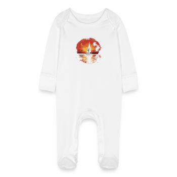 Vintage Sailing - Baby Organic Sleepsuit with Scratch Mitts - white - Front