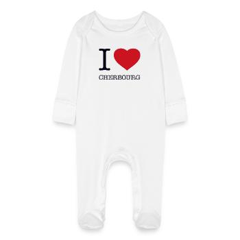 I LOVE CHERBOURG - Baby Organic Sleepsuit with Scratch Mitts - white - Front