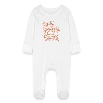 Parisian streets at night - Baby Organic Sleepsuit with Scratch Mitts - white - Front