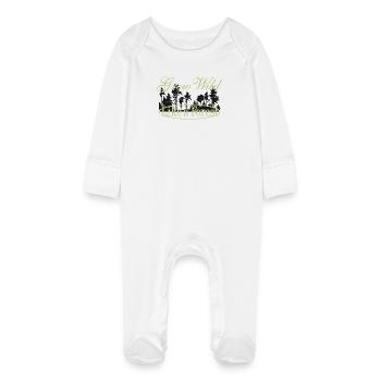 Growing like a forest - nature motif - Baby Organic Sleepsuit with Scratch Mitts - white - Front