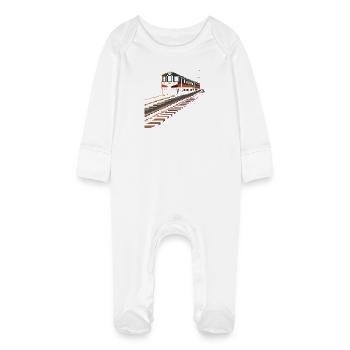 Pixels de chemin de fer - Grenouillère bio avec gants Bébé - blanc - Devant