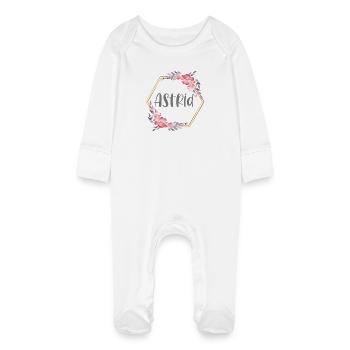 Astrid Prénom de Fille Cadeau Personnalisé - Grenouillère bio avec gants Bébé - blanc - Devant
