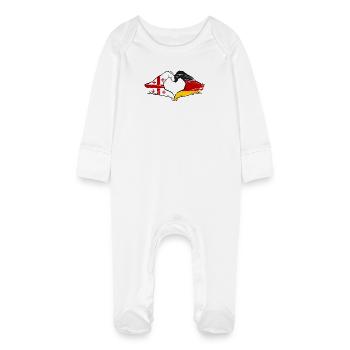 Georgien Deutschland Flagge Haende Herzform use - Baby Bio-Schlafanzug mit Kratzhandschuhen - Weiß - Vorne