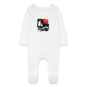 Graphic Sailing - Baby Organic Sleepsuit with Scratch Mitts - white - Front