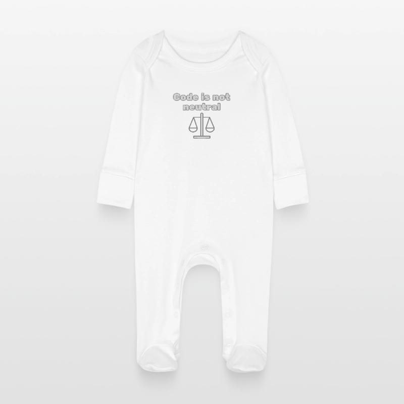 Code Is Not Neutral - Ethical Coder Statement Baby Organic Sleepsuit with Scratch Mitts
