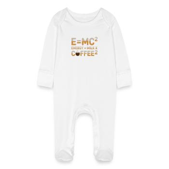 E=MC2 Physics Saying Caffeine Nerd Energy Coffee - Baby Organic Sleepsuit with Scratch Mitts - white - Front