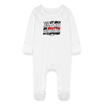 And I laugh in Breton - Baby Organic Sleepsuit with Scratch Mitts - white - Front