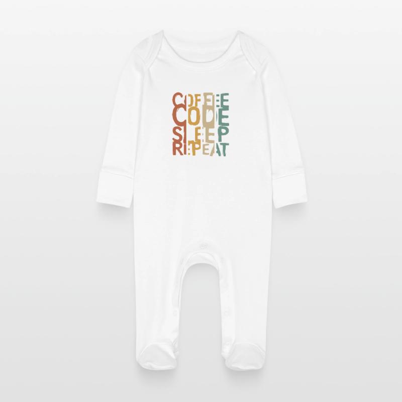 Coffee Code Sleep Repeat – Conception pour les développeurs Grenouillère bio avec gants Bébé