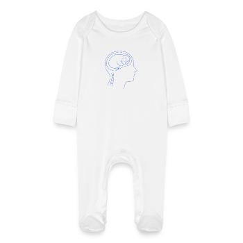 Minimalistischer Pinguin Gehirn Silhouette  - Baby Bio-Schlafanzug mit Kratzhandschuhen - Weiß - Vorne